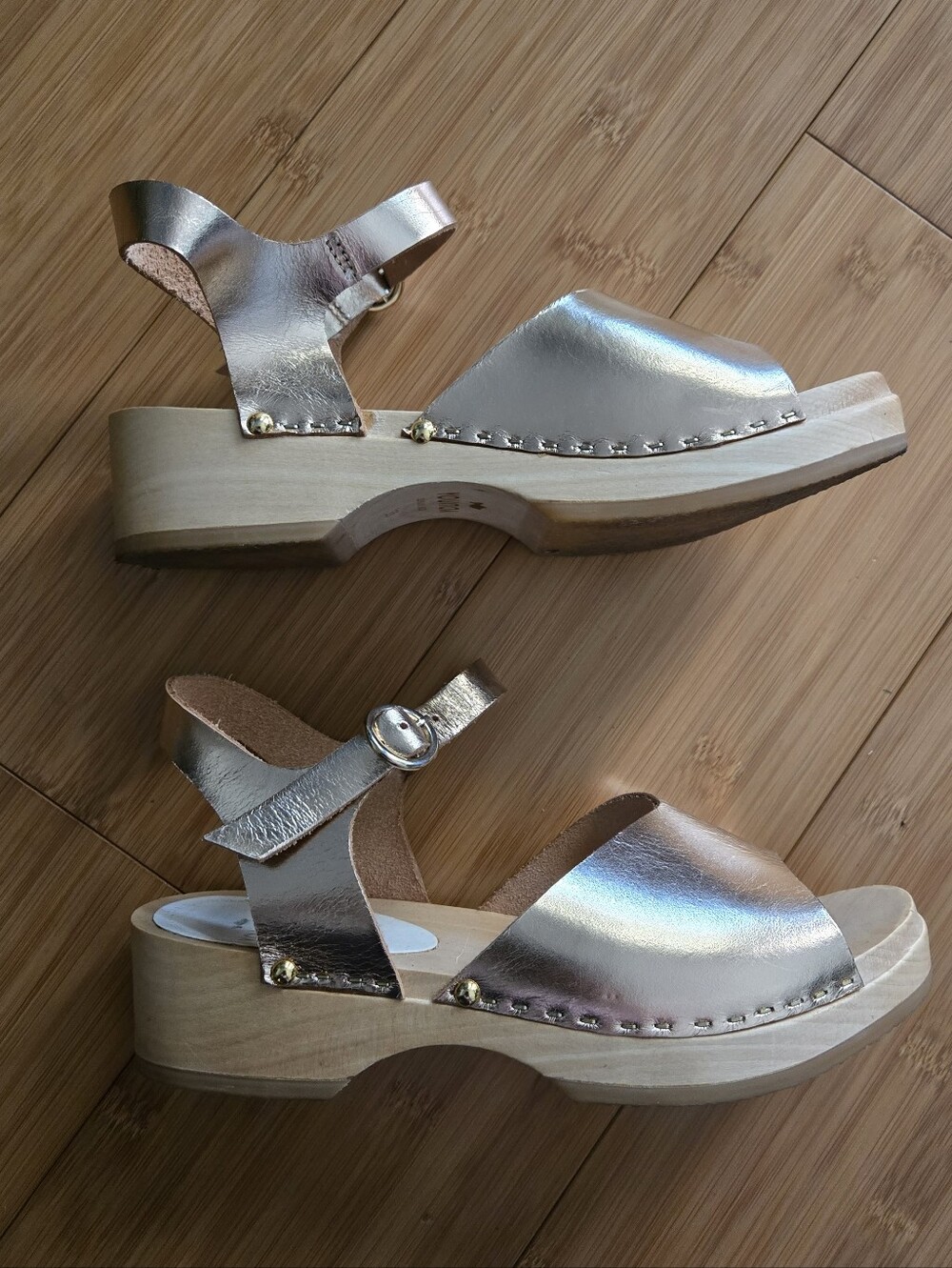 Sabot YOUYOU Metallic Gold Wood-Platform Sandals - 35